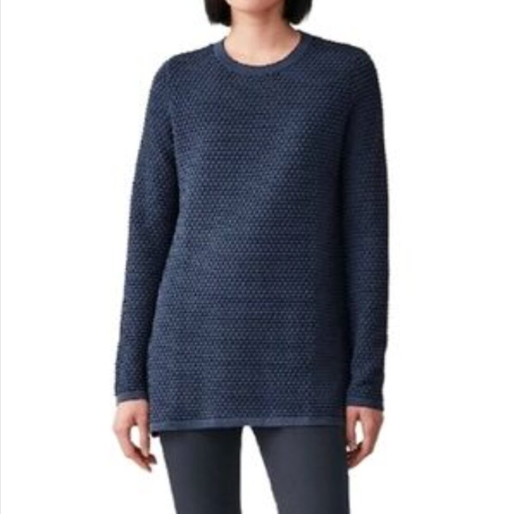 COS navy blue bubble textured tunic swing long sleeve sweater